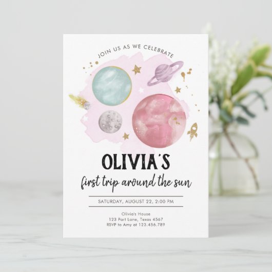 Externe Planètes spatiales Invitation d'anniversai (Debout devant)