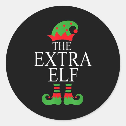 Extra Elf Family Matching Christmas Group Pajama M Ronde Sticker (Voorkant)