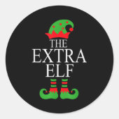 Extra Elf Family Matching Christmas Group Pajama M Ronde Sticker (Voorkant)
