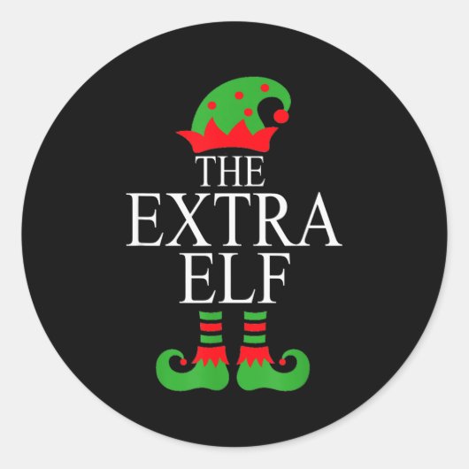 Extra Elf Family Matching Christmas Group Pajama M Ronde Sticker (Voorkant)