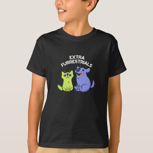 Extra Furrestrials Grappige Alien Furry Pun Dark B T-shirt (Voorkant)