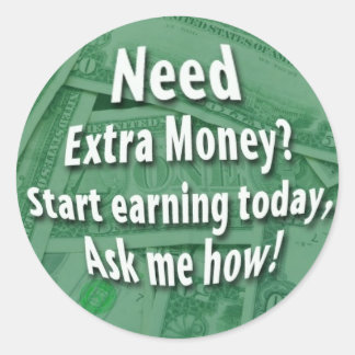 Extra geld nodig? ronde sticker