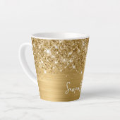 Extra Glitterige Gouden Glam Script Naam Latte Mok (Linkerhoek)