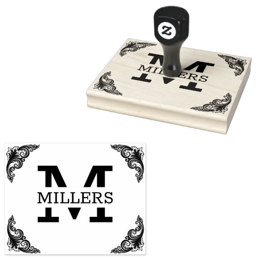 Extra groot aangepast monogram 	rubberstempel (Gestempeld)