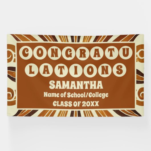 Extra groot Boho Retro Groovy 2025 Afstuderen Spandoek (Horizontaal)
