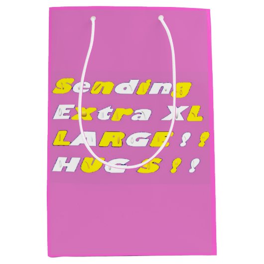 Extra groot design Roze gele witte grafische kaart Medium Cadeauzakje (Voorkant)