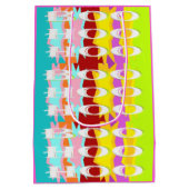 Extra groot design Roze gele witte grafische kaart Medium Cadeauzakje (Achterkant)