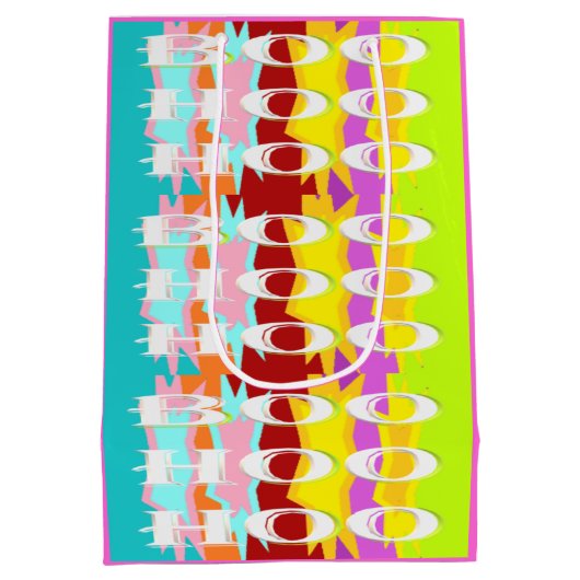 Extra groot design Roze gele witte grafische kaart Medium Cadeauzakje (Achterkant)