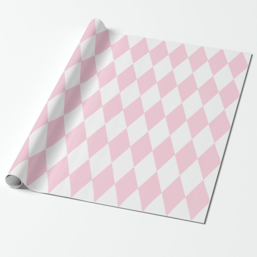 Extra groot lichtroze en witte harlequin cadeaupapier (Uitgerold)