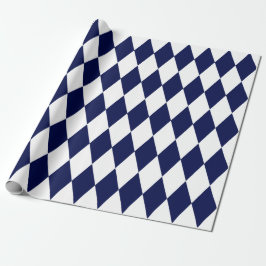 Extra groot marineblauw en witte harlequin cadeaupapier