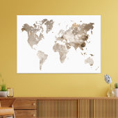 Extra groot Neutraal Kleur Wereldkaart Canvas (Insitu (Woonkamer))