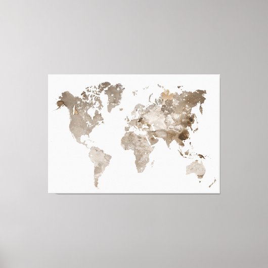 Extra groot Neutraal Kleur Wereldkaart Canvas (Voorkant)