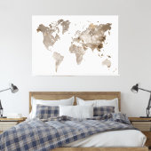 Extra groot Neutraal Kleur Wereldkaart Canvas Afdruk (Insitu (Slaapkamer))