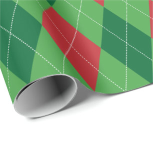 Extra Groot Rood en Groen Argyle Inpakpapier