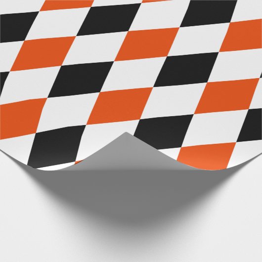 Extra groot zwart, helder Oranje en wit Harlequin Cadeaupapier (Hoek)
