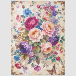 Extra grote barokke kleurrijke bloemen Decoupage Tissuepapier