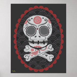 Extra grote dag van de dode-suikerschedel-vectorar poster