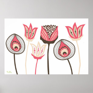 Extra grote Funky Flower Designer Art Poster