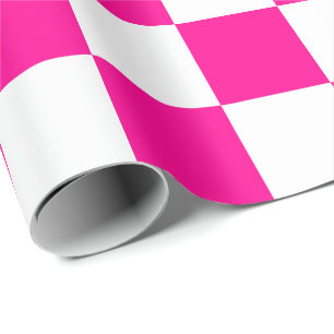 Extra grote hotroze en witte controles cadeaupapier