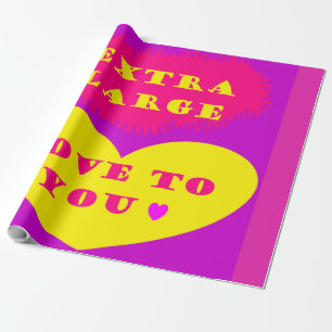 Extra grote liefdesboodschap op paarse roze en cit cadeaupapier