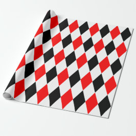 Extra grote rode, zwarte en witte harlequin cadeaupapier