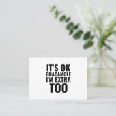 Extra guacamole grappige avocado vegan visitekaartje (Staand voorkant)