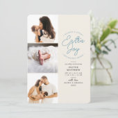 Extra Joy Photo Blue Holiday Faire-part de naissan (Debout devant)