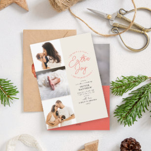 Extra Joy Photo Red Holiday Faire-part de naissanc