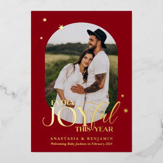 Extra Joyful Pregnancy Aankondiging Kerst Kaart (Voorkant)