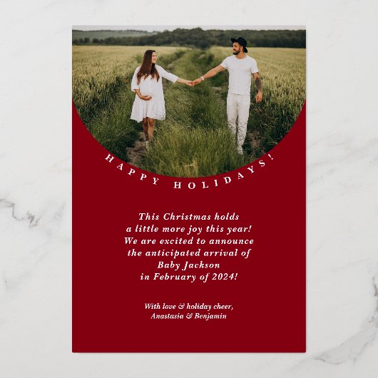 Extra Joyful Pregnancy Aankondiging Kerst Kaart (Achterkant)