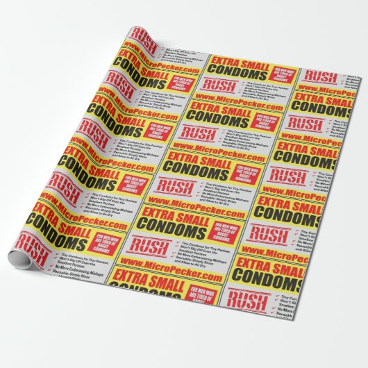 EXTRA KLEINE CONDOMS CADEAUPAPIER (Uitgerold)