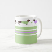Extra lange Dachshunds - Mint Green en Lavender Koffiemok (Voorkant rechts)