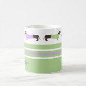 Extra lange Dachshunds - Mint Green en Lavender Koffiemok (Center)