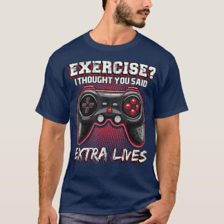 Extra levens Funny Video Game Controller Retro Boy T-shirt