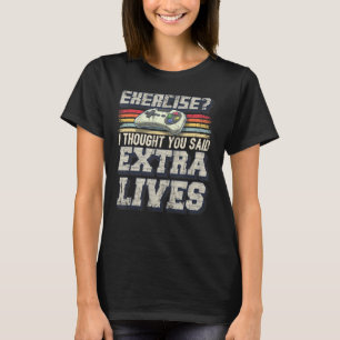 Extra levens Funny Video Game Controller Retro Gam T-shirt