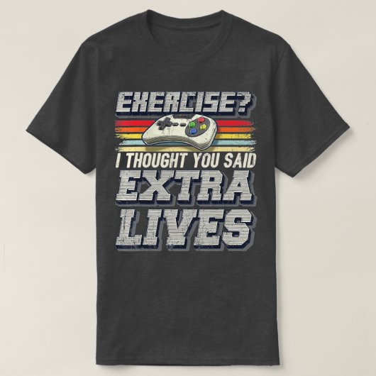 Extra levens Funny Video Game Controller Retro T-shirt (Design voorkant)