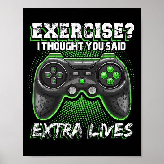 Extra Levens Grappige Videogame Controller Retro G Poster (Voorkant)