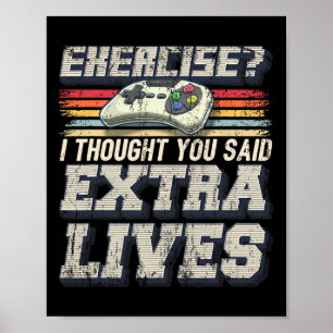 Extra Levens Grappige Videospel Controller Retro G Poster