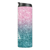 Extra luxe lichtroze Blauwgroen ombre Glitter Thermosbeker (Geroteerd rechts)