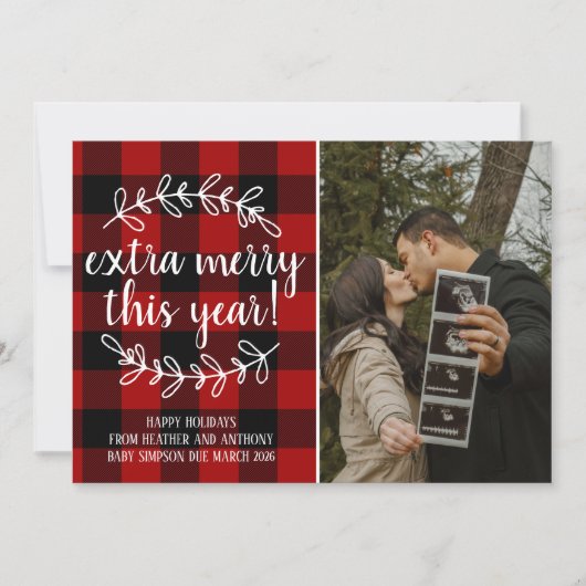 Extra Prettige Feestdagen Kerst Zwangerschap Foto Feestdagenkaart (Voorkant)