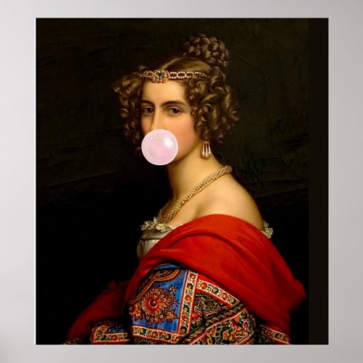 Extra roze bubbelgum diva poster (Voorkant)