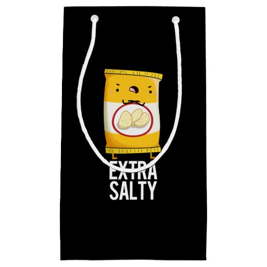 Extra Salty Funny Salty Snack Pun Dark BG Klein Cadeauzakje (Voorkant)