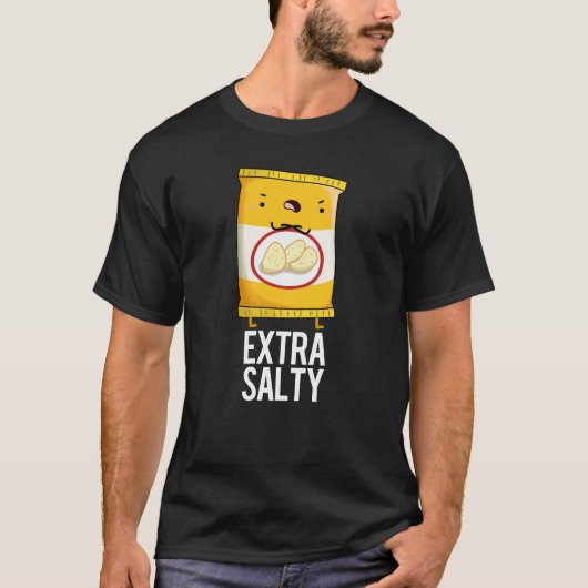 Extra Salty Funny Salty Snack Pun Dark BG T-shirt (Voorkant)