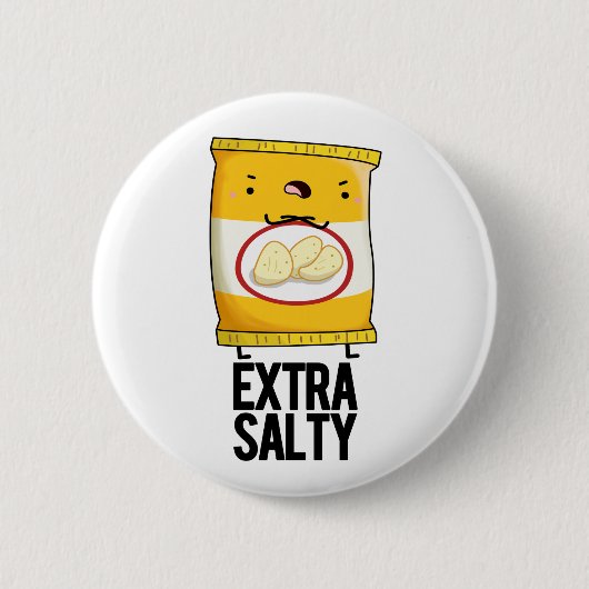 Extra Salty Funny Salty Snack Pun Ronde Button 5,7 Cm (Voorkant)
