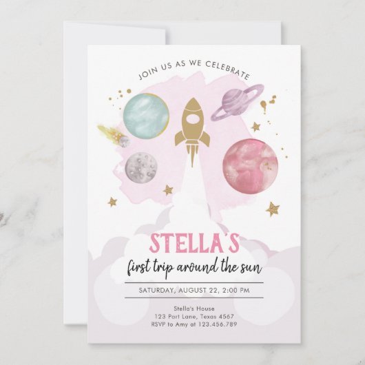 Extra-Space Planets Invitation pour la première an (Devant)