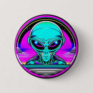 Extra Terrestrial Alien Vliegen Een UFO Ronde Button 5,7 Cm