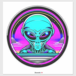 Extra Terrestrial Alien Vliegen Een UFO Sticker