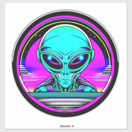 Extra Terrestrial Alien Vliegen Een UFO Sticker (Vel)