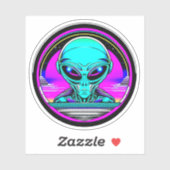 Extra Terrestrial Alien Vliegen Een UFO Sticker (Vel)