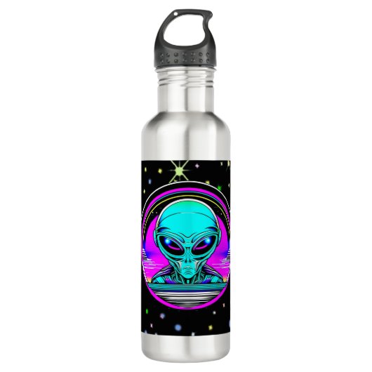 Extra Terrestrial Alien Vliegen Een UFO Waterfles (Voorkant)